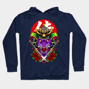 Samurai Wolf - Green Kabuto Hoodie